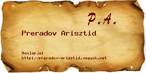 Preradov Arisztid névjegykártya